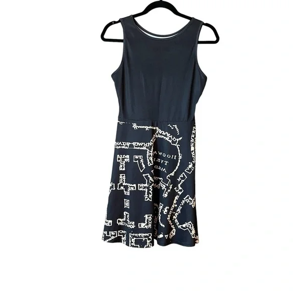 Harry Potter Women's Black Marauder's Map Fit & Flare Tank Dress Size Small - Picture 2 of 13